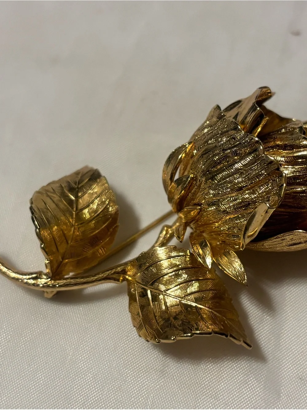 Vg Christian Dior Grosse Germany Gold Plated Textured Rose Brooch